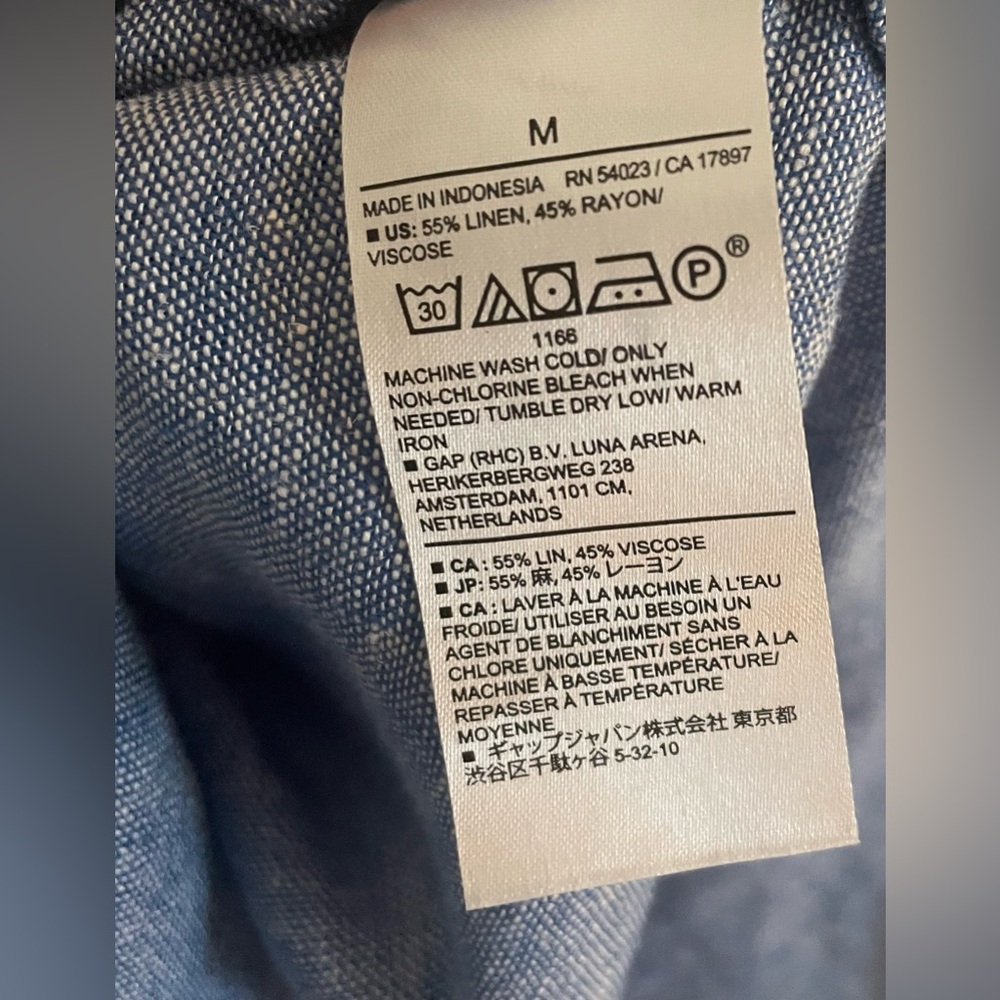 Banana Republic Factory Classic Linen-Blend Shirt in Antique Blue Medium - Picture 8 of 9